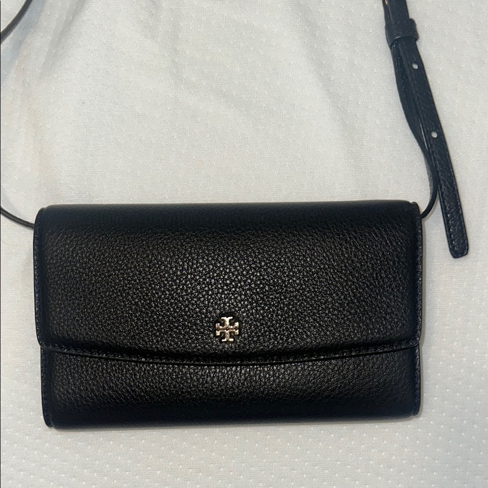 Tory Burch Black Pebbled Leather Crossbody